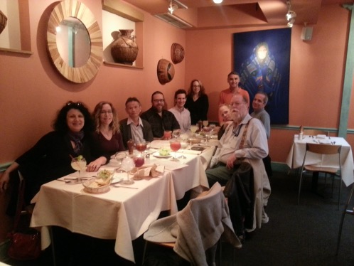 The ISCCP team and friends in 2016 for annual (and last) Mexican dinner (clockwise from left): Violeta Golea (ISCCP retrieval code), Joy Romanski (former student), Yuan Zhang (radiative flux profile calculations), Mike Bauer (extratropical cyclone tracking), James Polly (last CCNY student), Cindy Pearl (ISCCP ancillay codes), Joe Ferrier (ISCCP calibration revision), George Tselioudis (former student, first, Weather States), Brian Vant Hull (cloud tracking), Bill.